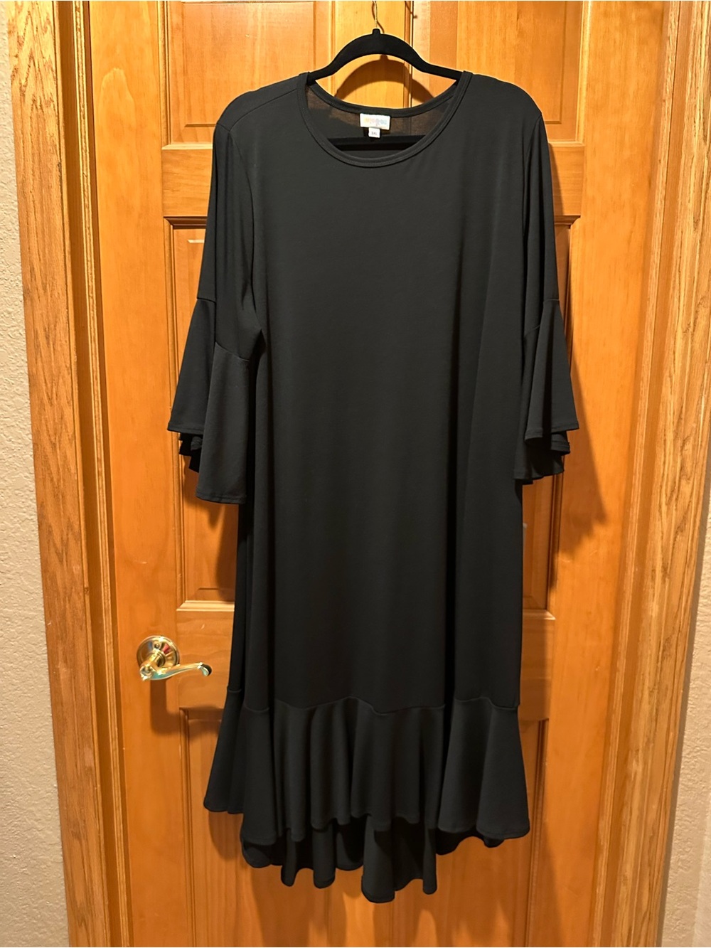 LuLaRoe Maurine Black Ruffle-Hem Midi Dress